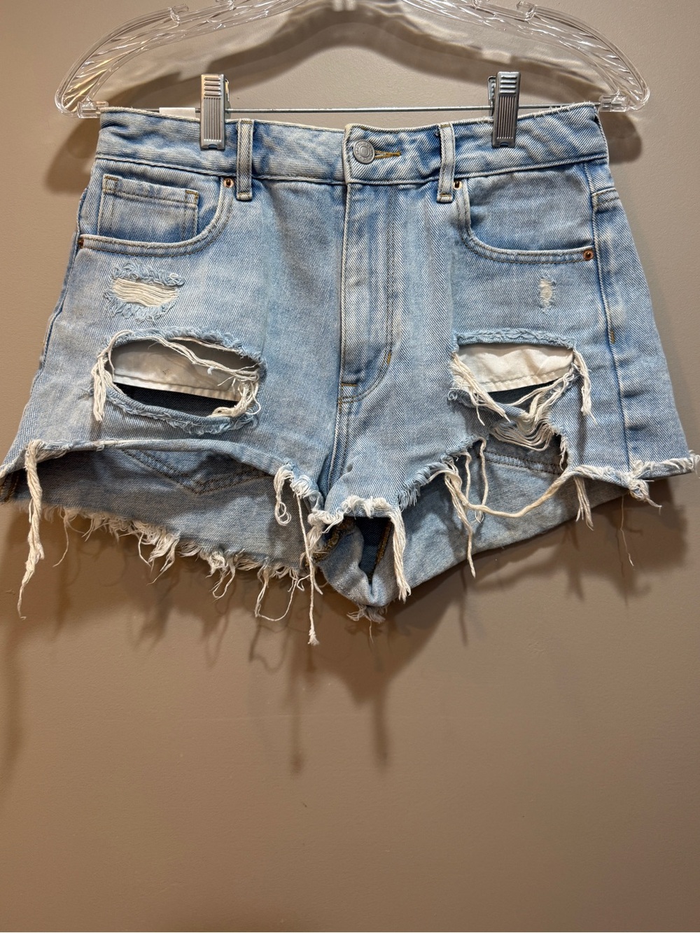 PacSun Light Blue Distressed Denim Festival Shorts